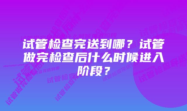 试管检查完送到哪？试管做完检查后什么时候进入阶段？