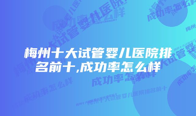 梅州十大试管婴儿医院排名前十,成功率怎么样