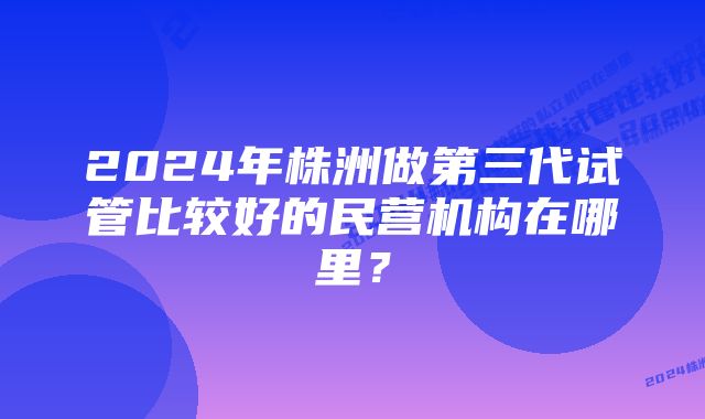 2024年株洲做第三代试管比较好的民营机构在哪里？