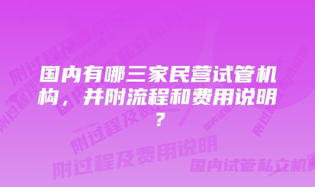 国内有哪三家民营试管机构，并附流程和费用说明？