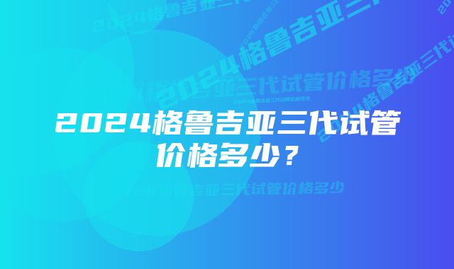 2024格鲁吉亚三代试管价格多少？