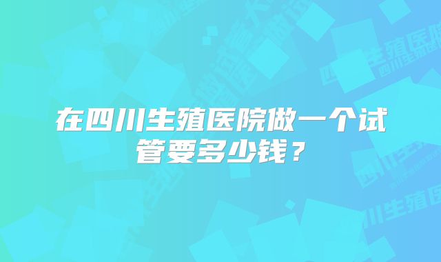 在四川生殖医院做一个试管要多少钱？