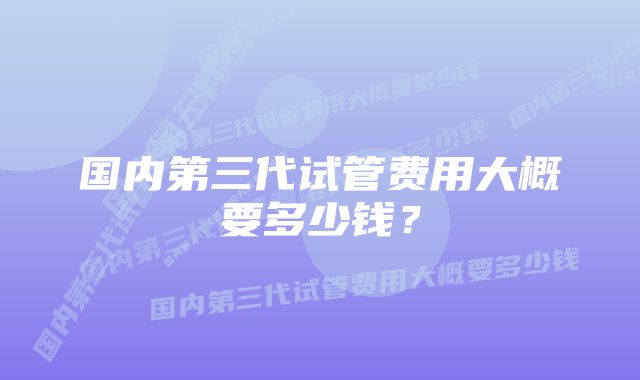 国内第三代试管费用大概要多少钱？