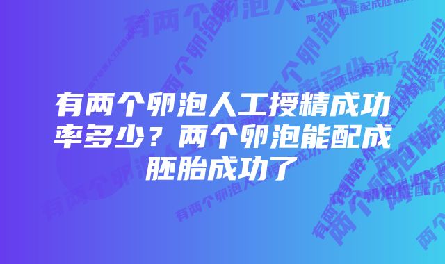 有两个卵泡人工授精成功率多少？两个卵泡能配成胚胎成功了