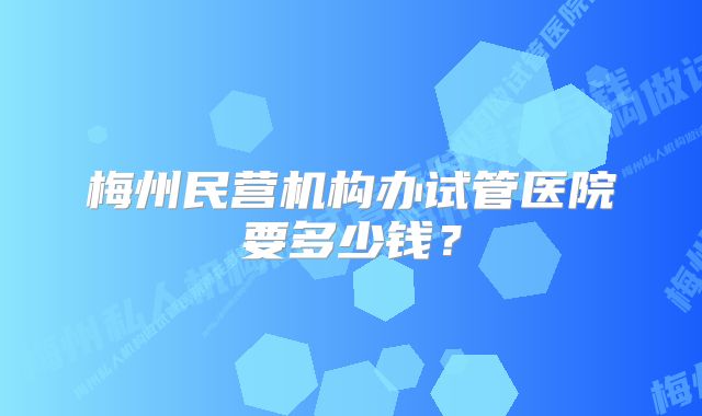 梅州民营机构办试管医院要多少钱？