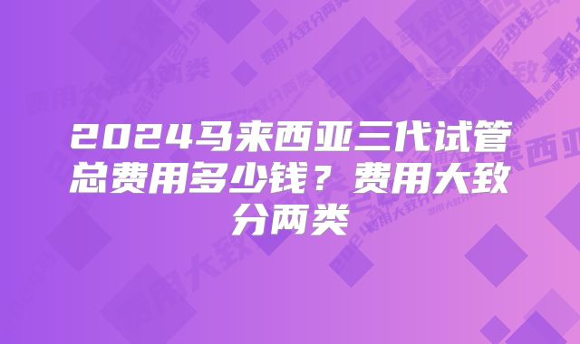 2024马来西亚三代试管总费用多少钱？费用大致分两类