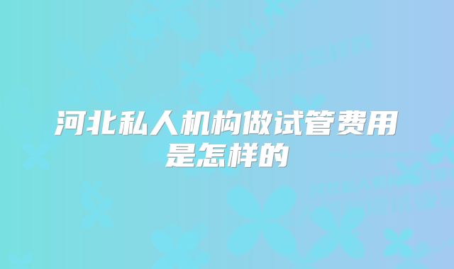 河北私人机构做试管费用是怎样的