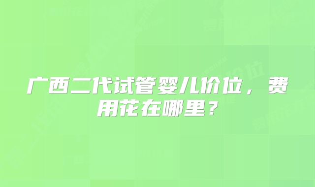 广西二代试管婴儿价位，费用花在哪里？