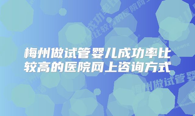 梅州做试管婴儿成功率比较高的医院网上咨询方式