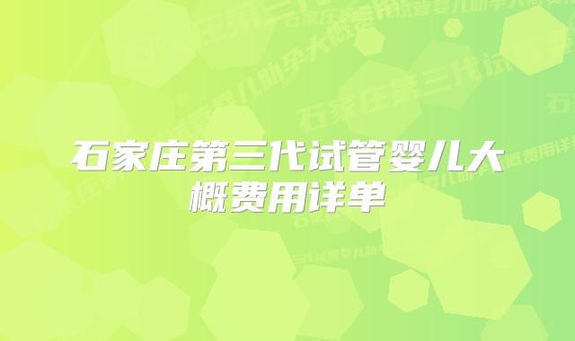 石家庄第三代试管婴儿大概费用详单