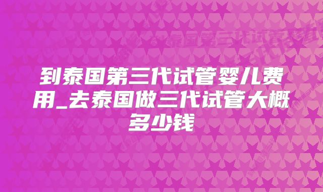 到泰国第三代试管婴儿费用_去泰国做三代试管大概多少钱