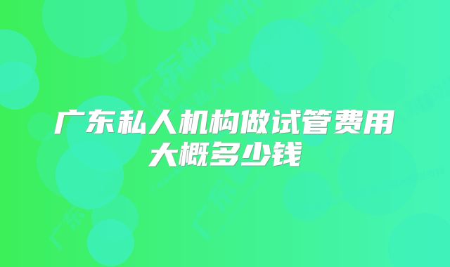 广东私人机构做试管费用大概多少钱