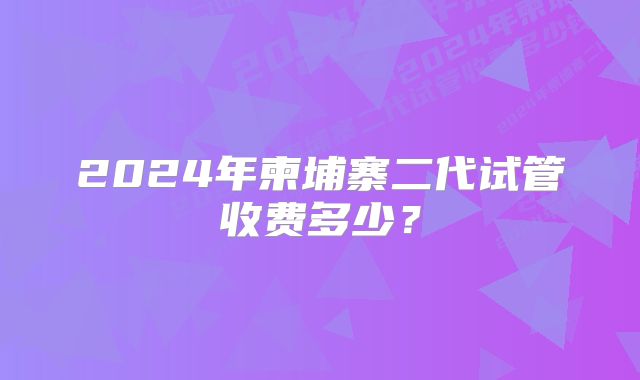 2024年柬埔寨二代试管收费多少？