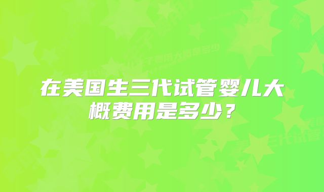 在美国生三代试管婴儿大概费用是多少？