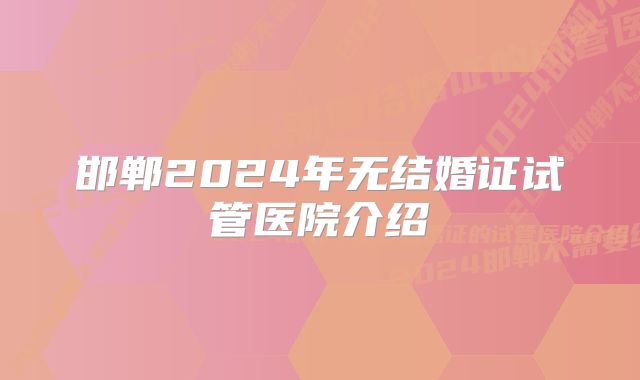 邯郸2024年无结婚证试管医院介绍