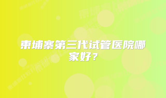 柬埔寨第三代试管医院哪家好？