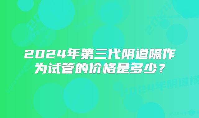 2024年第三代阴道隔作为试管的价格是多少？