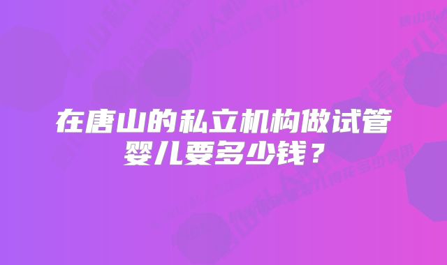 在唐山的私立机构做试管婴儿要多少钱？