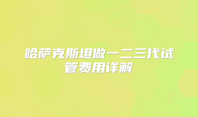 哈萨克斯坦做一二三代试管费用详解