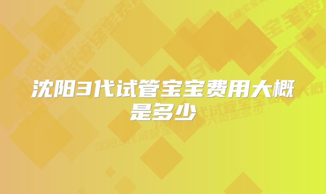 沈阳3代试管宝宝费用大概是多少