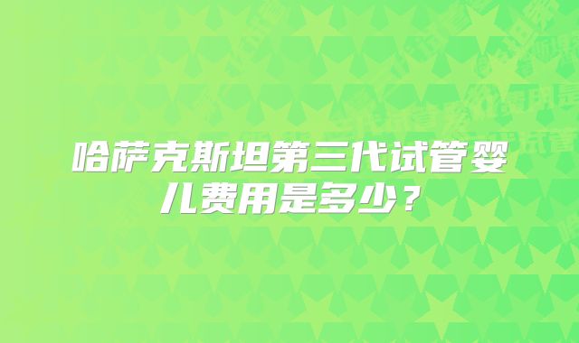 哈萨克斯坦第三代试管婴儿费用是多少？