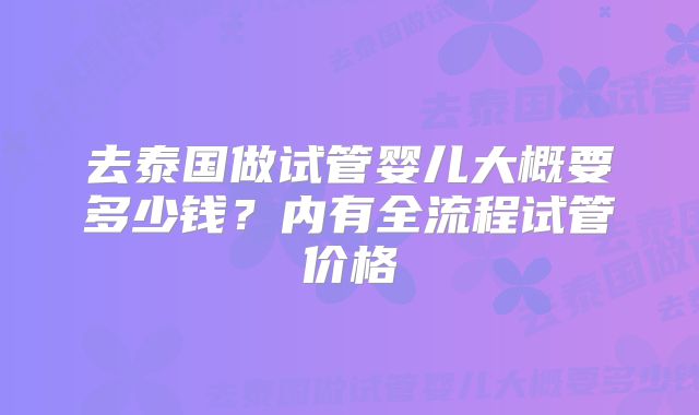 去泰国做试管婴儿大概要多少钱？内有全流程试管价格