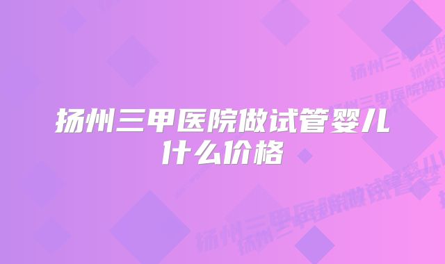 扬州三甲医院做试管婴儿什么价格