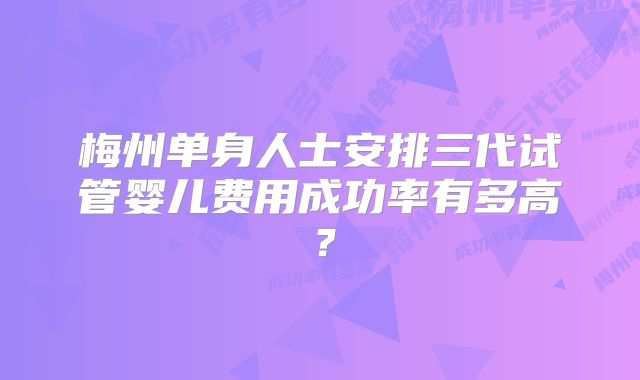 梅州单身人士安排三代试管婴儿费用成功率有多高？