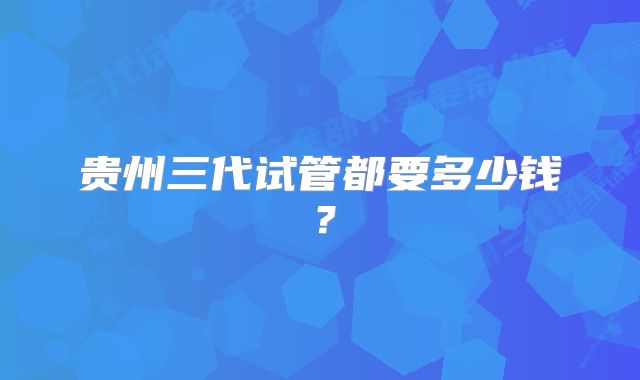 贵州三代试管都要多少钱？