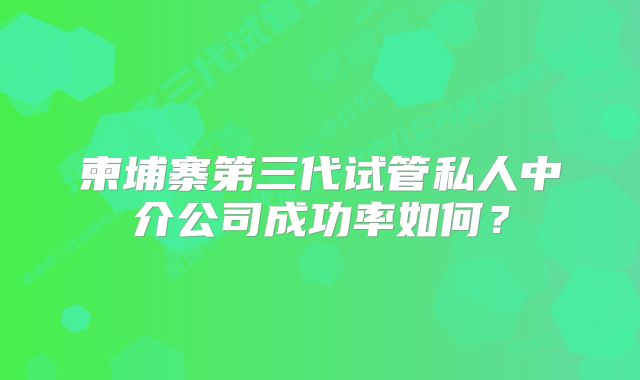 柬埔寨第三代试管私人中介公司成功率如何？