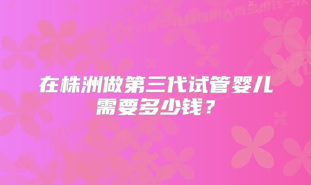 在株洲做第三代试管婴儿需要多少钱？