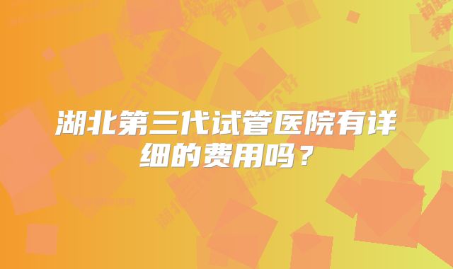 湖北第三代试管医院有详细的费用吗？