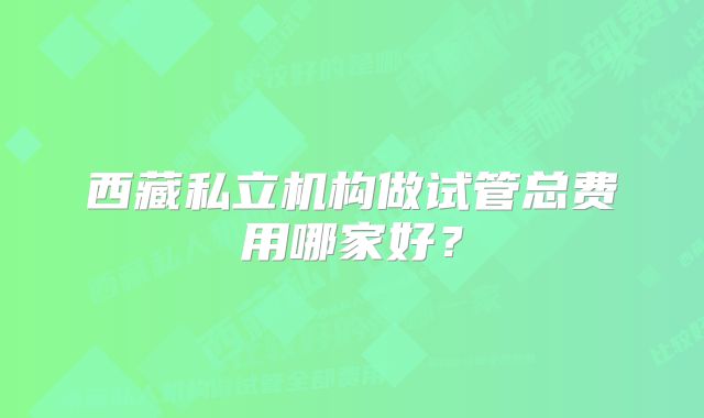 西藏私立机构做试管总费用哪家好？