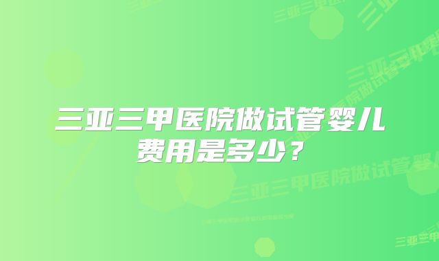 三亚三甲医院做试管婴儿费用是多少？