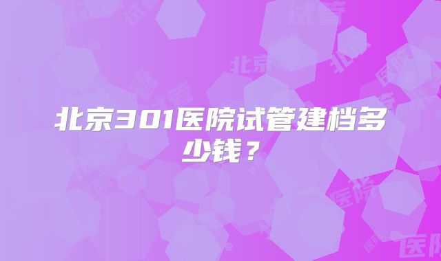 北京301医院试管建档多少钱？