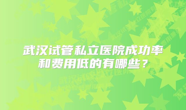 武汉试管私立医院成功率和费用低的有哪些？