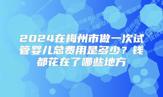 2024在梅州市做一次试管婴儿总费用是多少？钱都花在了哪些地方