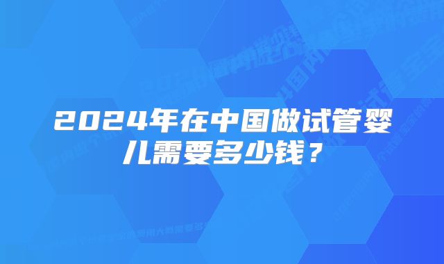 2024年在中国做试管婴儿需要多少钱？