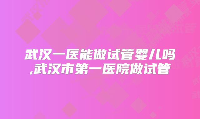 武汉一医能做试管婴儿吗,武汉市第一医院做试管