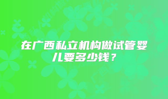 在广西私立机构做试管婴儿要多少钱？