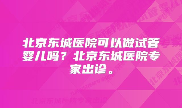 北京东城医院可以做试管婴儿吗？北京东城医院专家出诊。