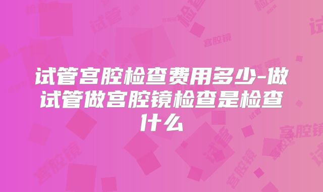 试管宫腔检查费用多少-做试管做宫腔镜检查是检查什么