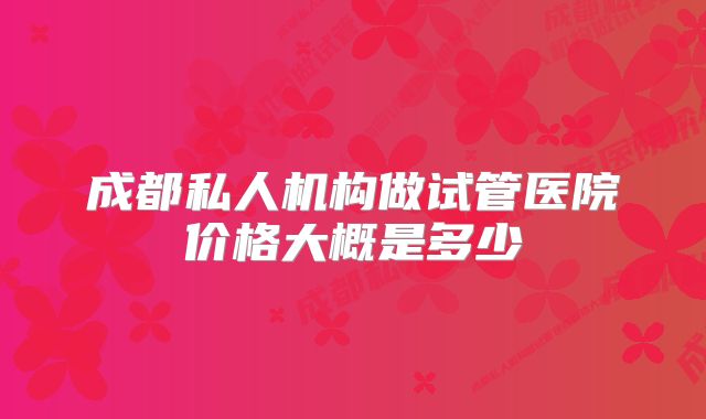 成都私人机构做试管医院价格大概是多少