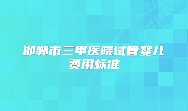 邯郸市三甲医院试管婴儿费用标准