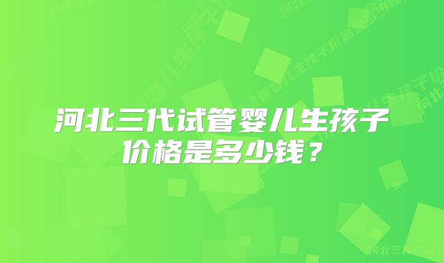 河北三代试管婴儿生孩子价格是多少钱？