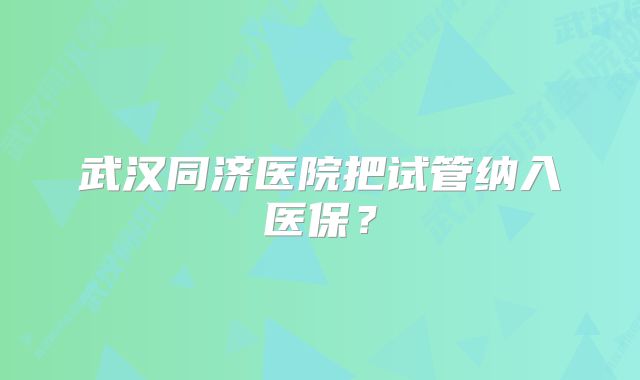 武汉同济医院把试管纳入医保？