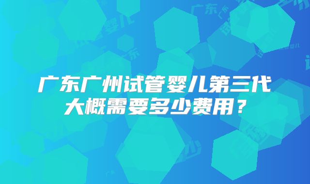 广东广州试管婴儿第三代大概需要多少费用？