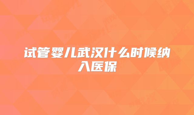 试管婴儿武汉什么时候纳入医保